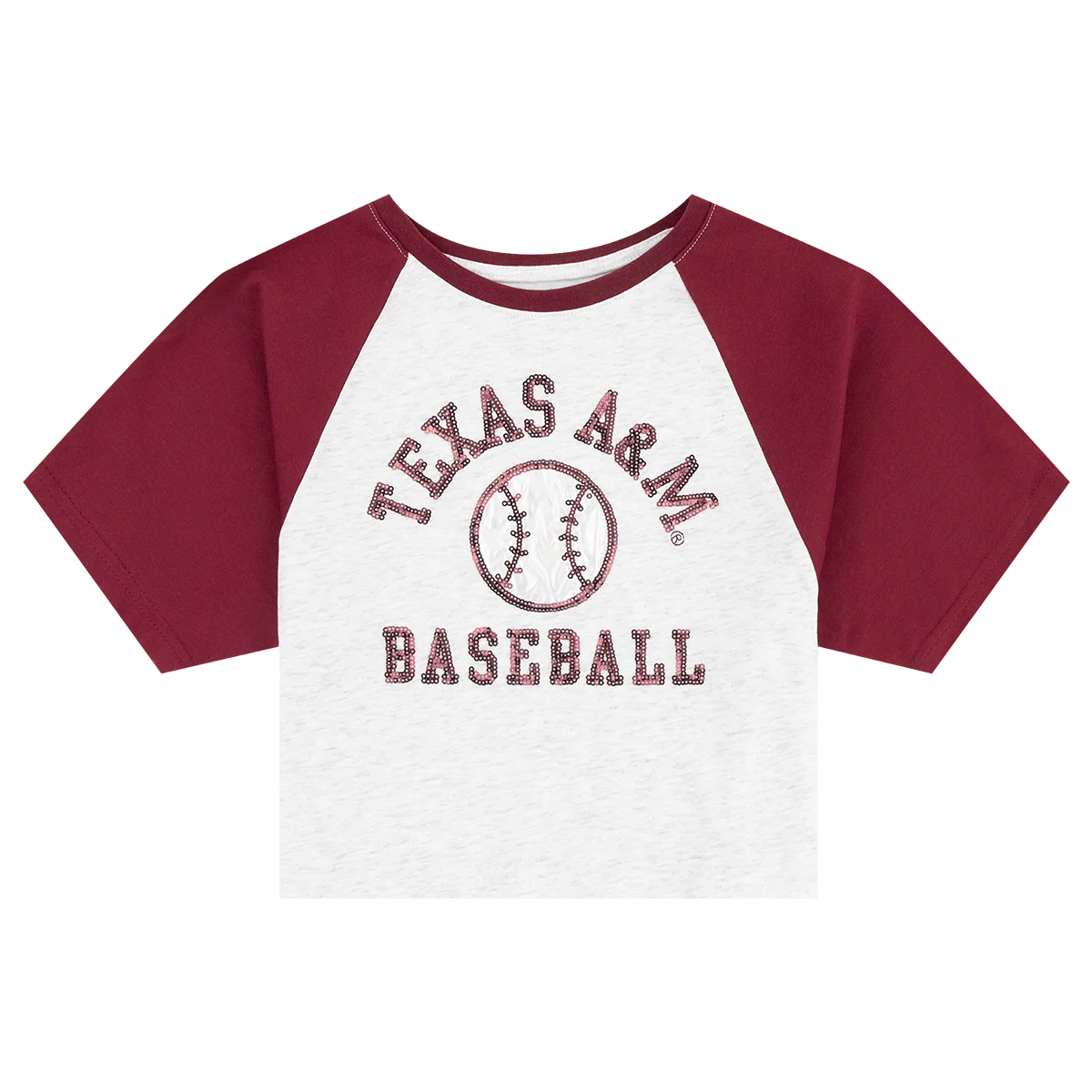 Texas A&M Stewart Simmons Girls Baseball Sequin Raglan Top