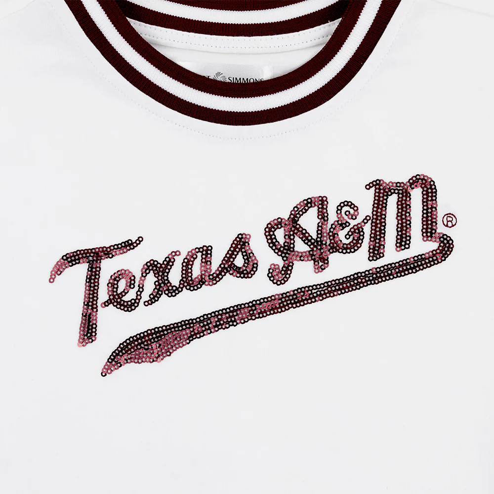Texas A&M Stewart Simmons Youth Sequin Jersey Tee - White - Image 3