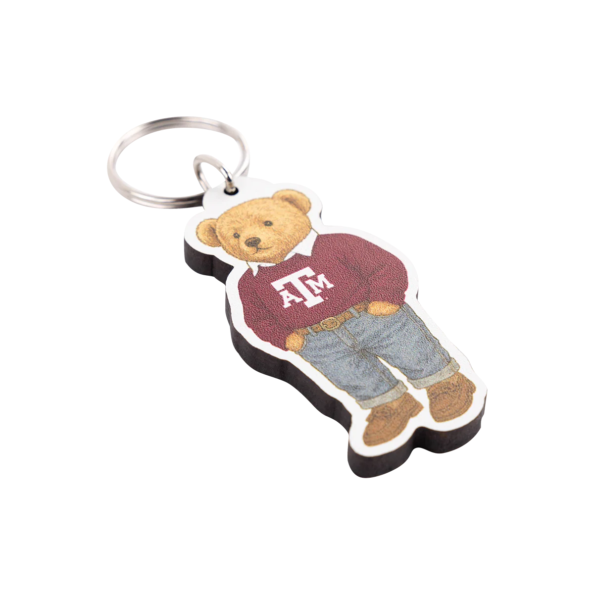 Texas A&M Teddy Bear Wooden Keytag - Image 2