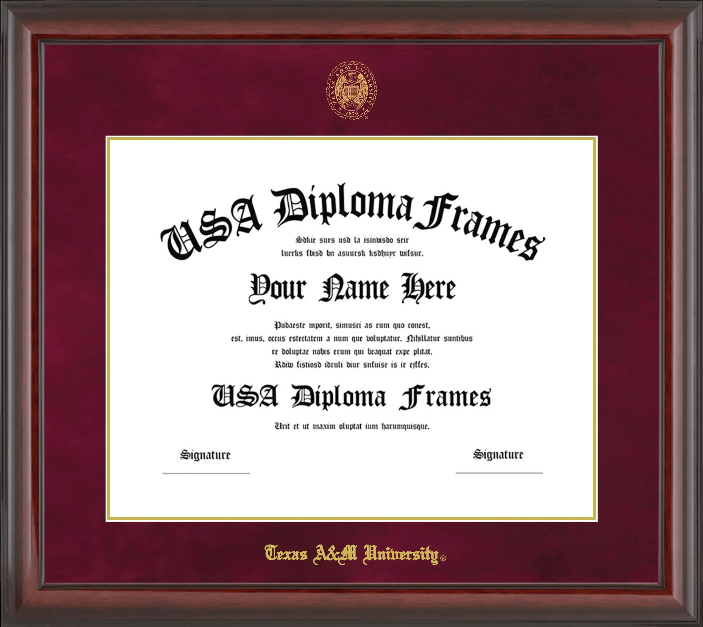 Texas A&M Traditional with Maroon Mat Diploma Frame