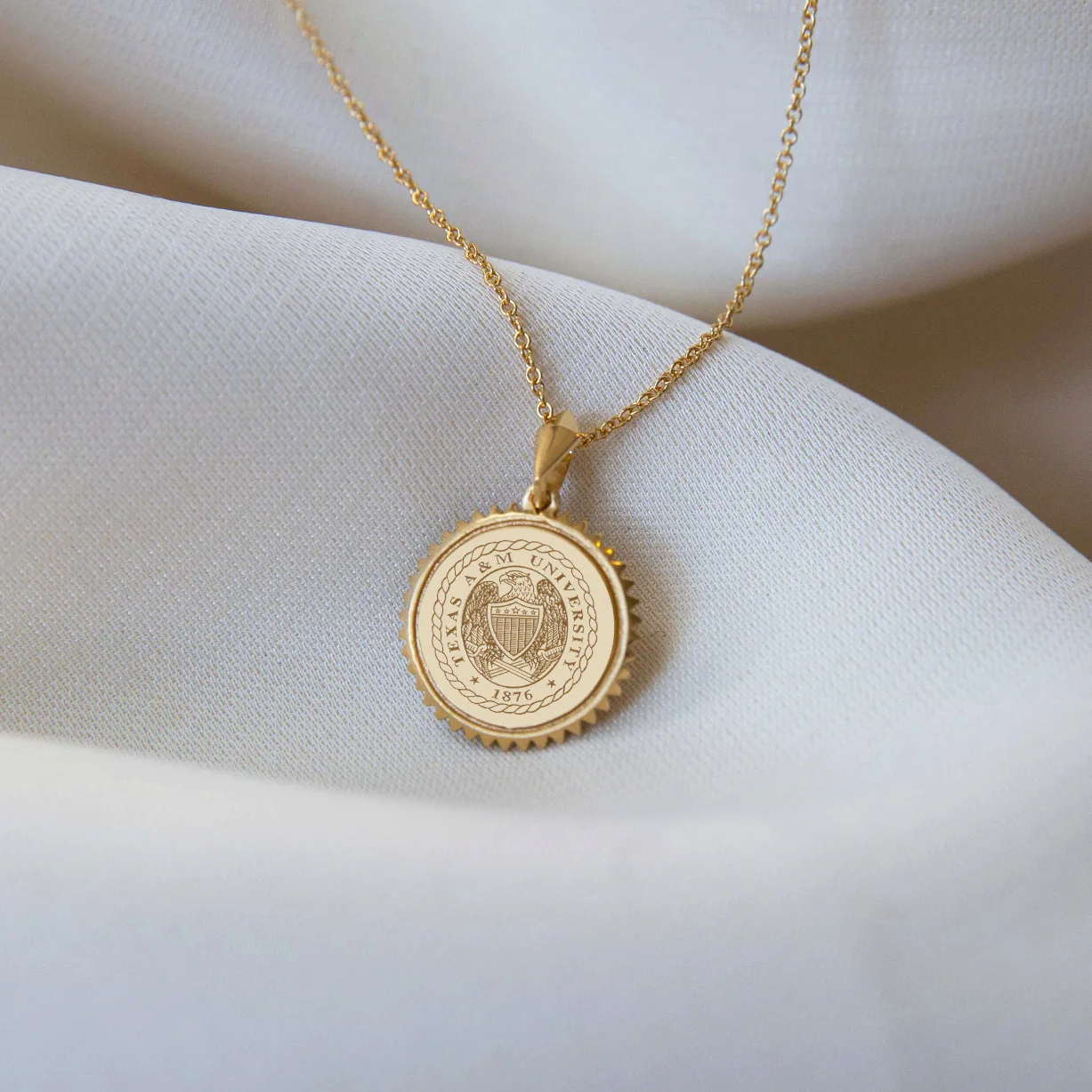 Texas A&M University Sunburst Crest Pendant Necklace - Image 3