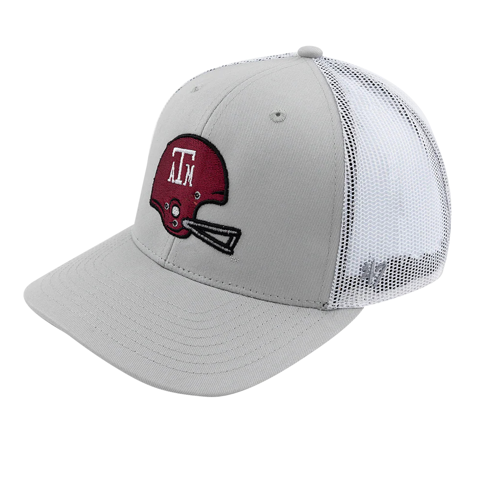 Texas A&M Vault '47 Brand 6 Panel Trucker Helmet Mesh Cap - Gray