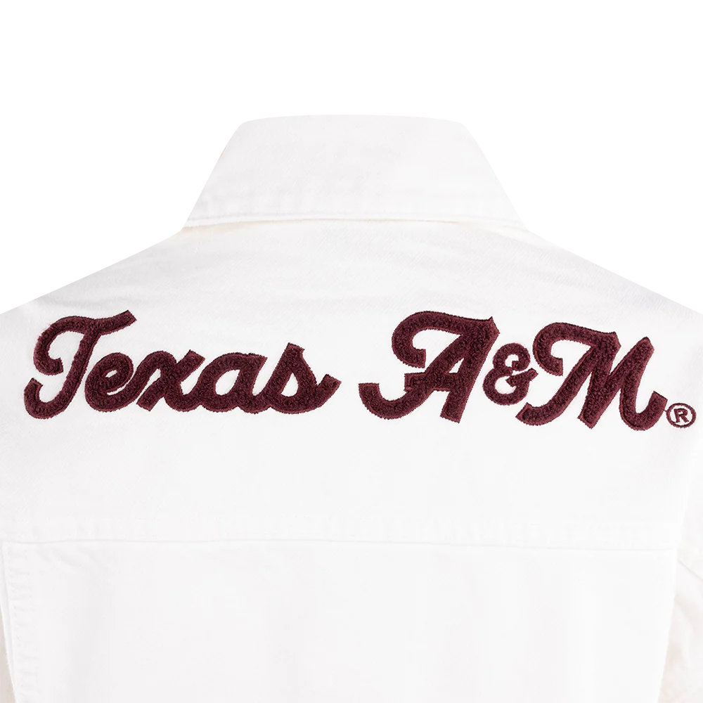 Texas A&M Hype & Vice White Chenille Jean Jacket - Image 5