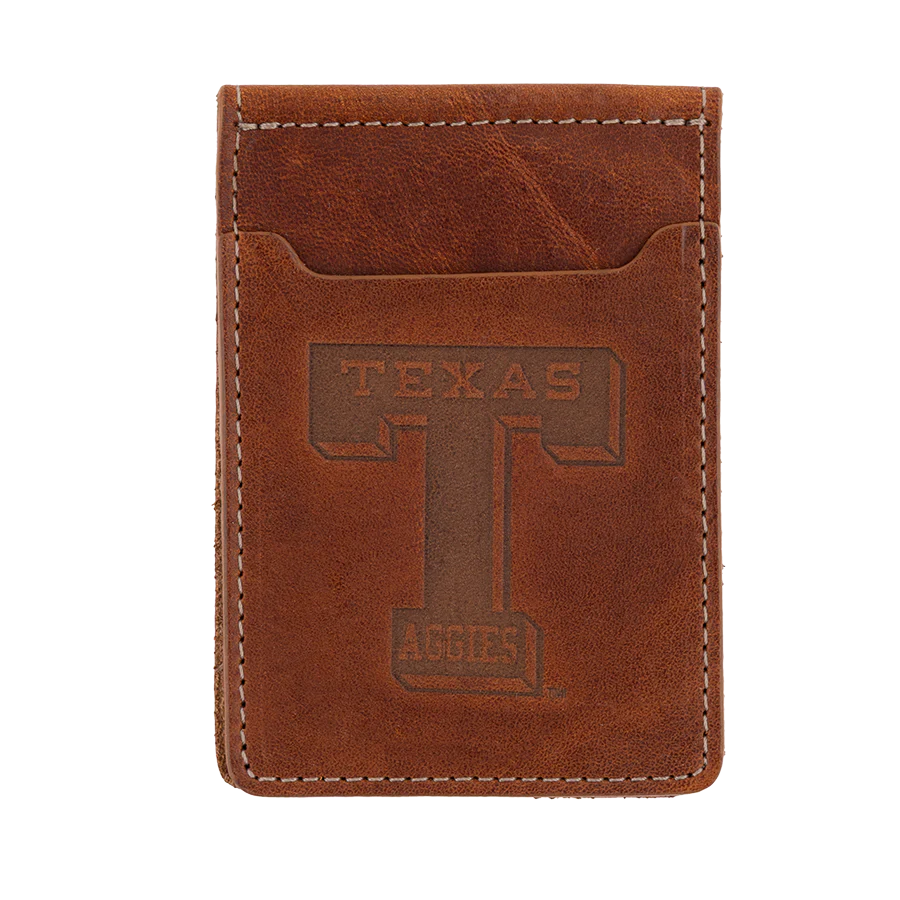 Texas Aggies Block T Heritage Gear Leather Money Clip