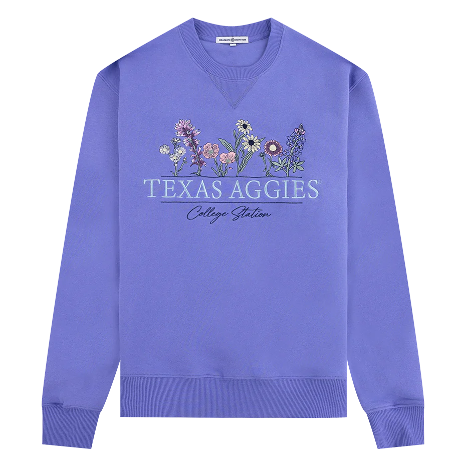 Texas Aggies Floral Embroidered Sweatshirt - Blue