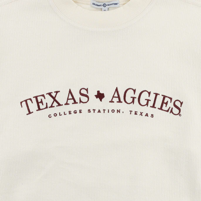 Texas Aggies Simple Embroidered Corduroy Oversized Pullover - Image 3