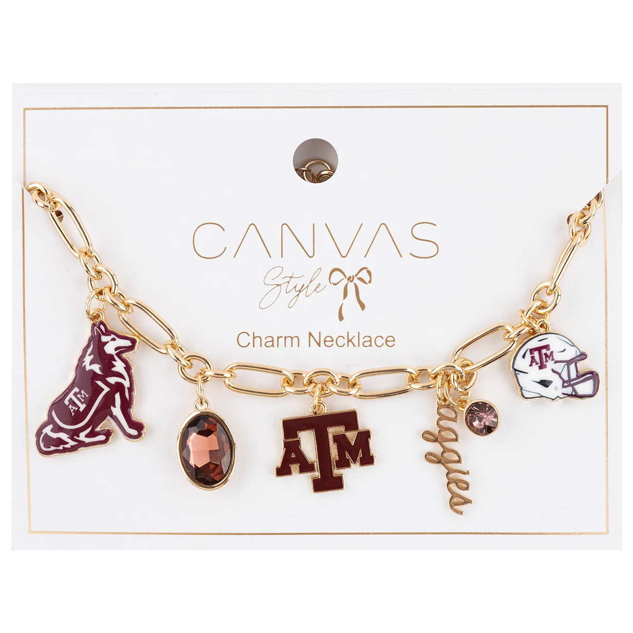 Texas A&M CANVAS Women's Gameday Charm Necklace - Gold - Image 2