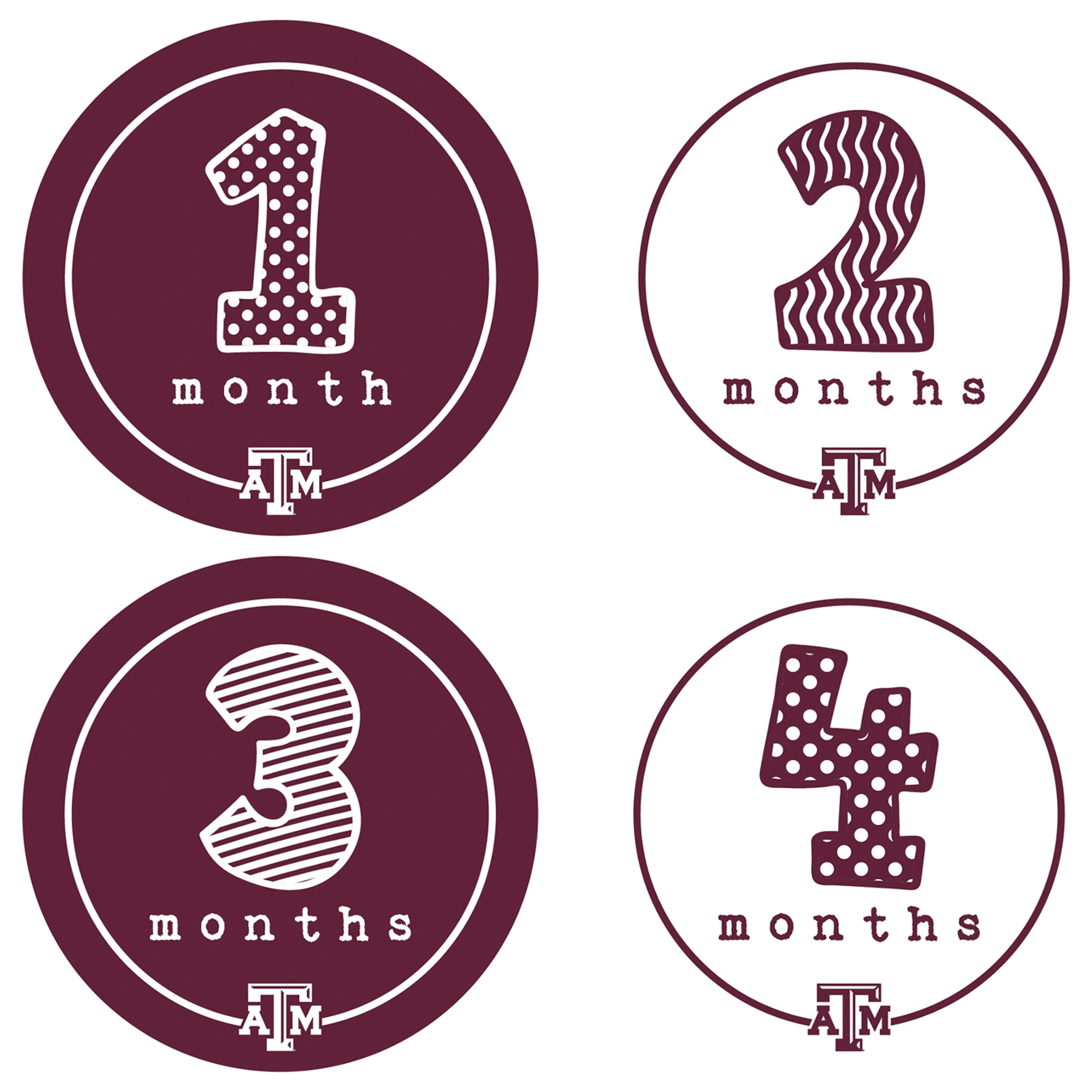 Texas A&M Lil' Ags First Year Monthly Stickers - Image 2