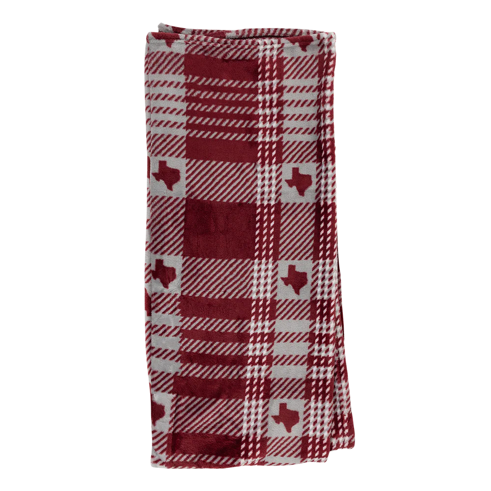 The Royal Standard Howdy Plaid Throw Blanket - Maroon - Image 3