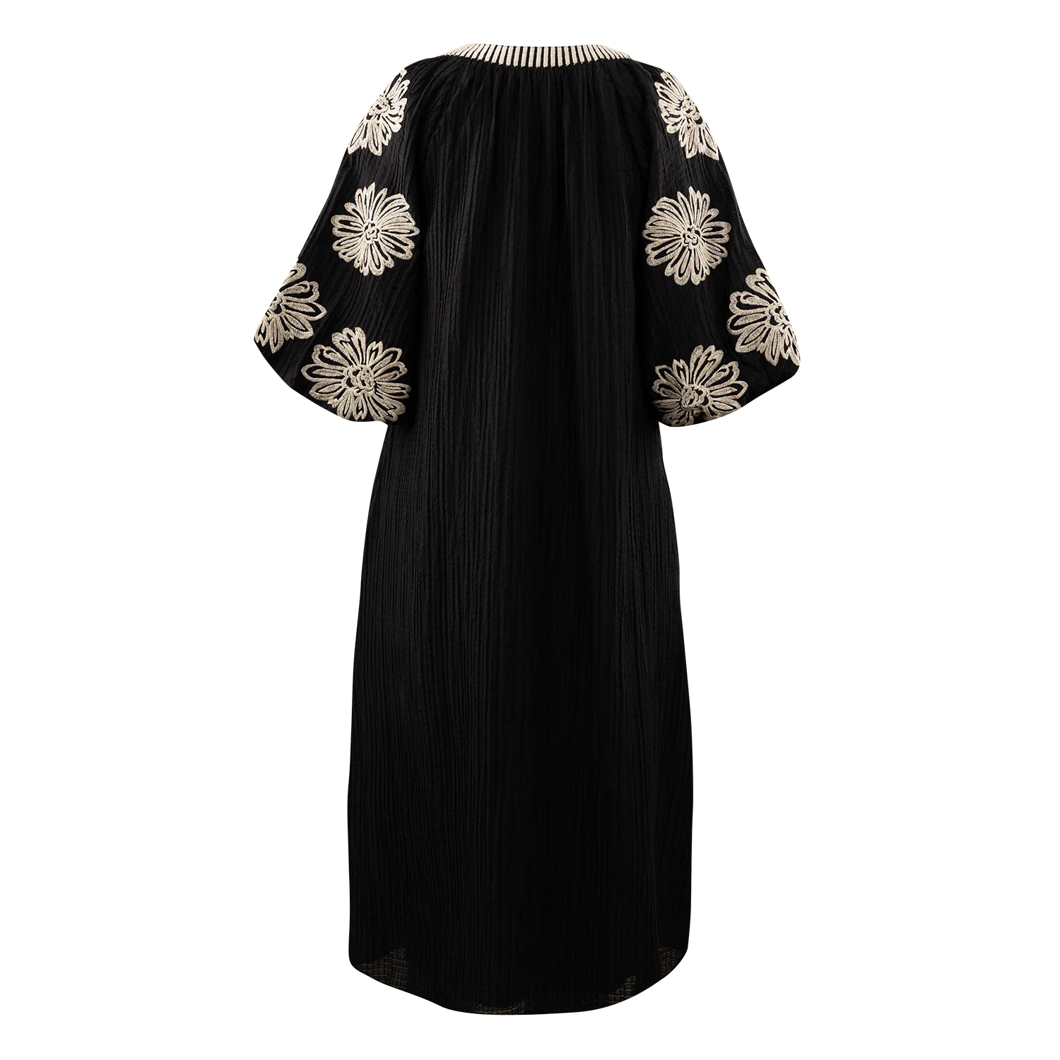THML Clothing Embroidered Puff Sleeve Black Dress - Image 2