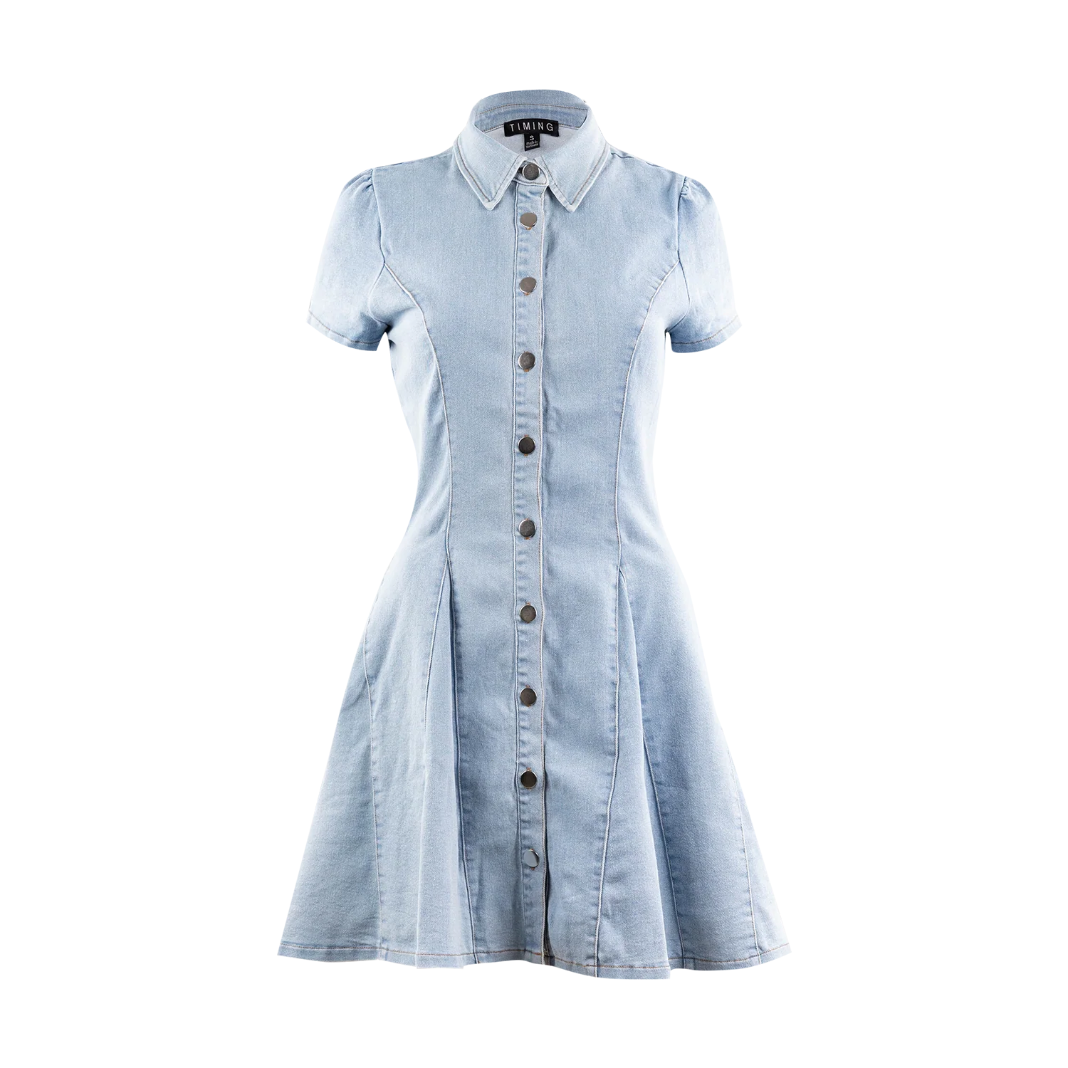 Timing Inc Collared Button Down Denim Dress