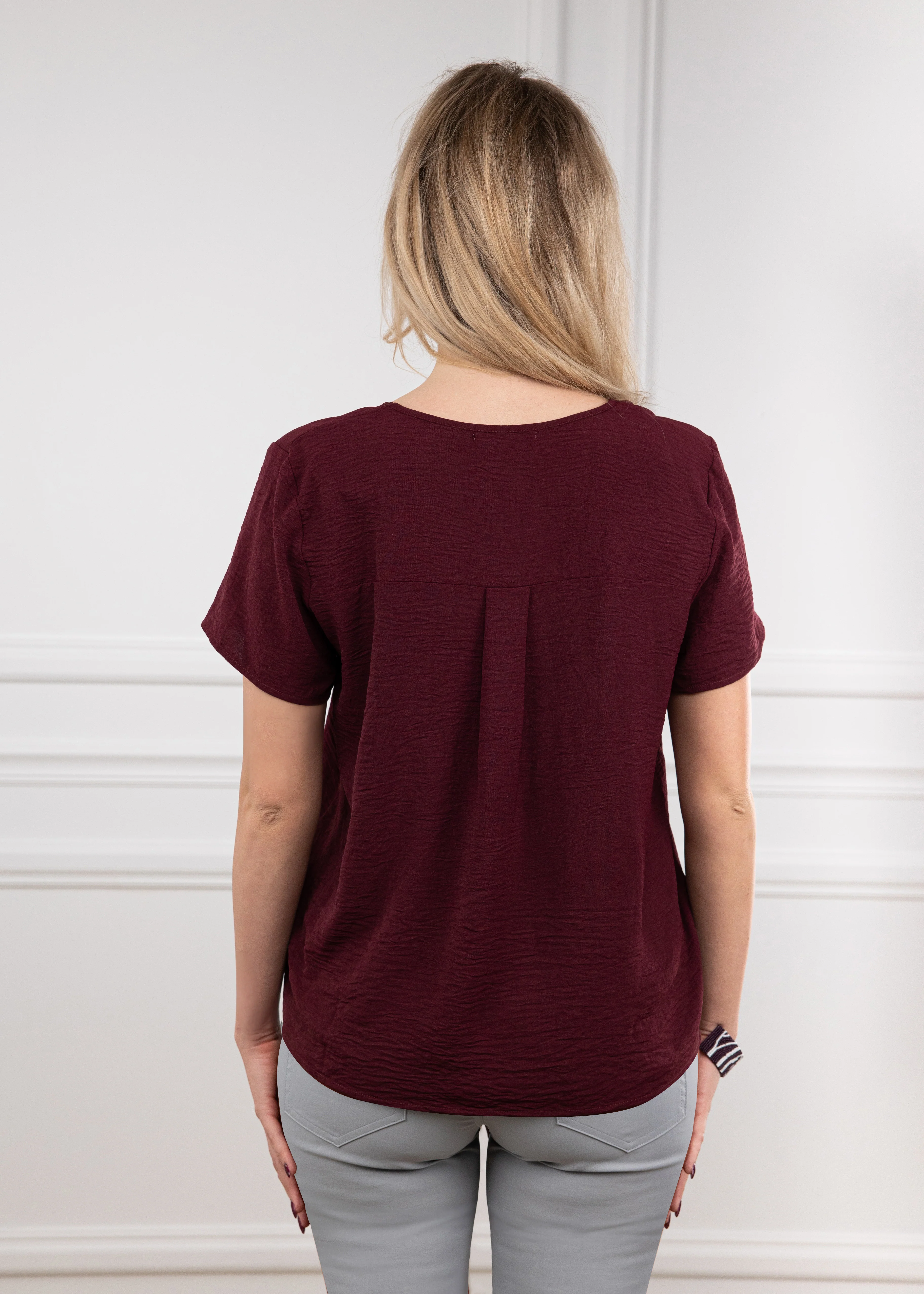Maroon V-Neck Blouse - Image 4