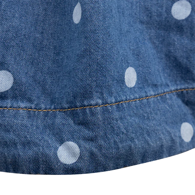 Veveret V Neck Sleevess Polka Dot Romper - Denim - Image 4
