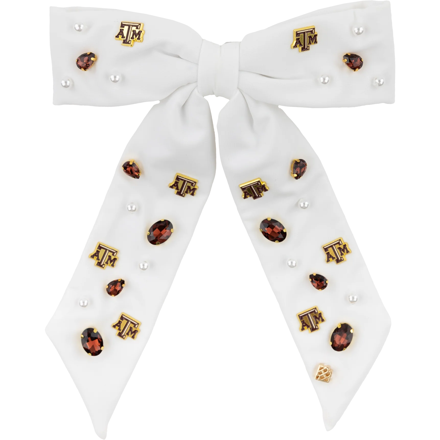 Texas A&M White Bow Barrette