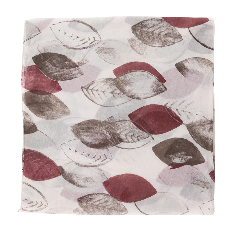 White Leaves Pattern Scarf - Image 4