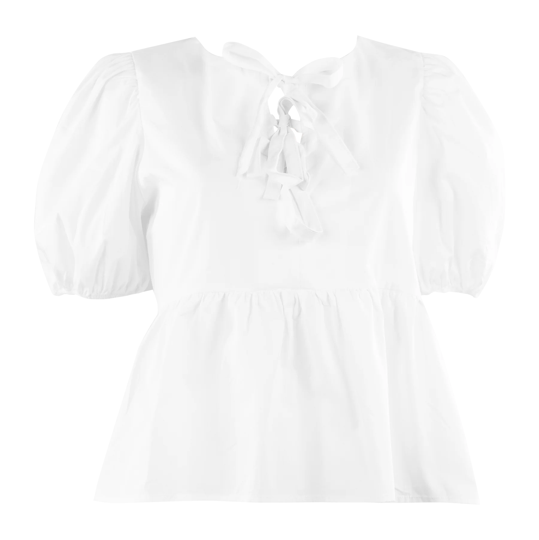 White Puffy Short Sleeve Poplin Top