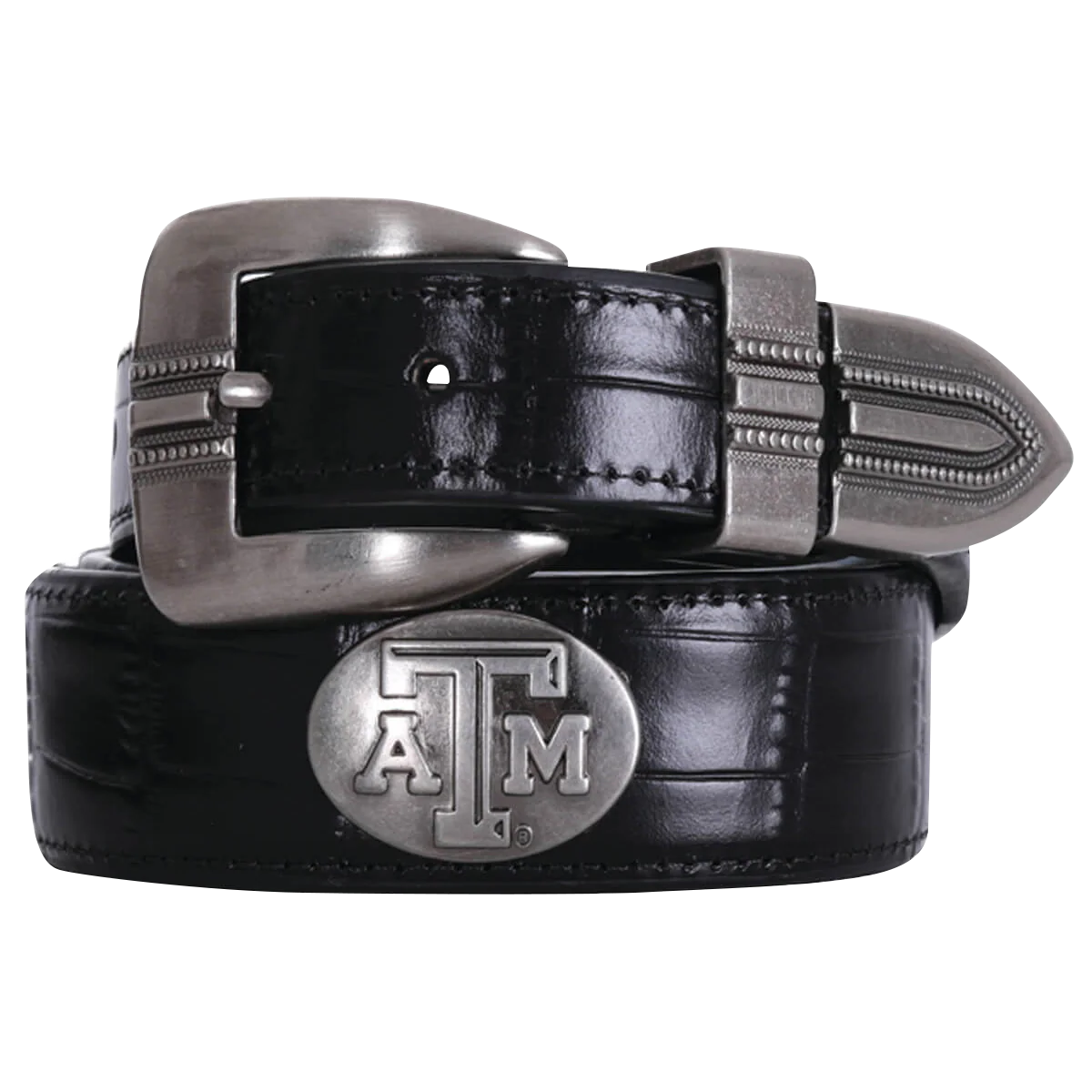 Texas A&M Zepplin Crocodile Concho Black Belt